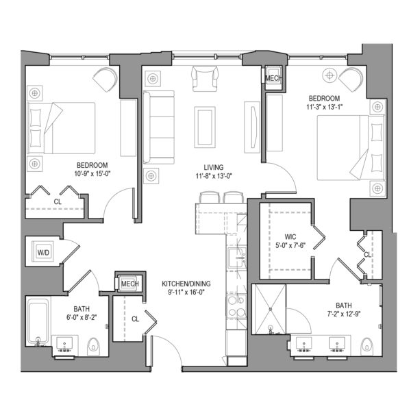 The Kensett 12 Floor plan at River's Edge NYC